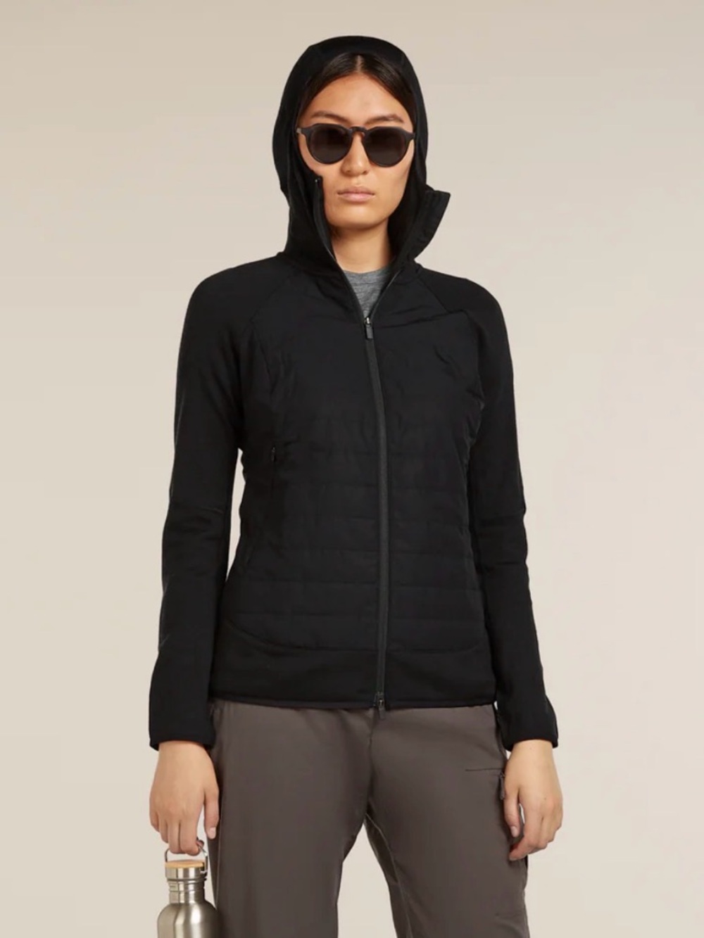 Icebreaker Women's Merino Blend Quantum Hybrid LS Zip Hoodie size small NWT